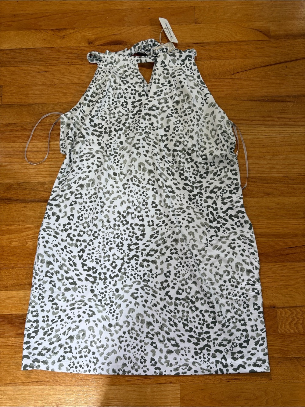 Tommy Bahama White and Olive Green Printed Midi Dress